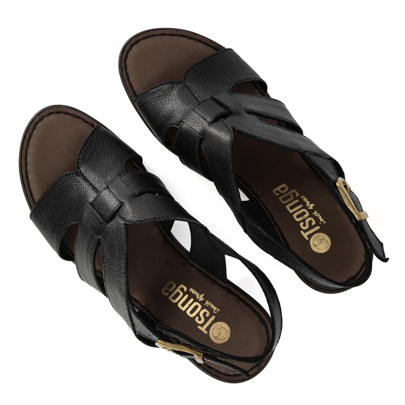 Zuwena : Ladies Leather High-Heel Sandal in Black Cayak