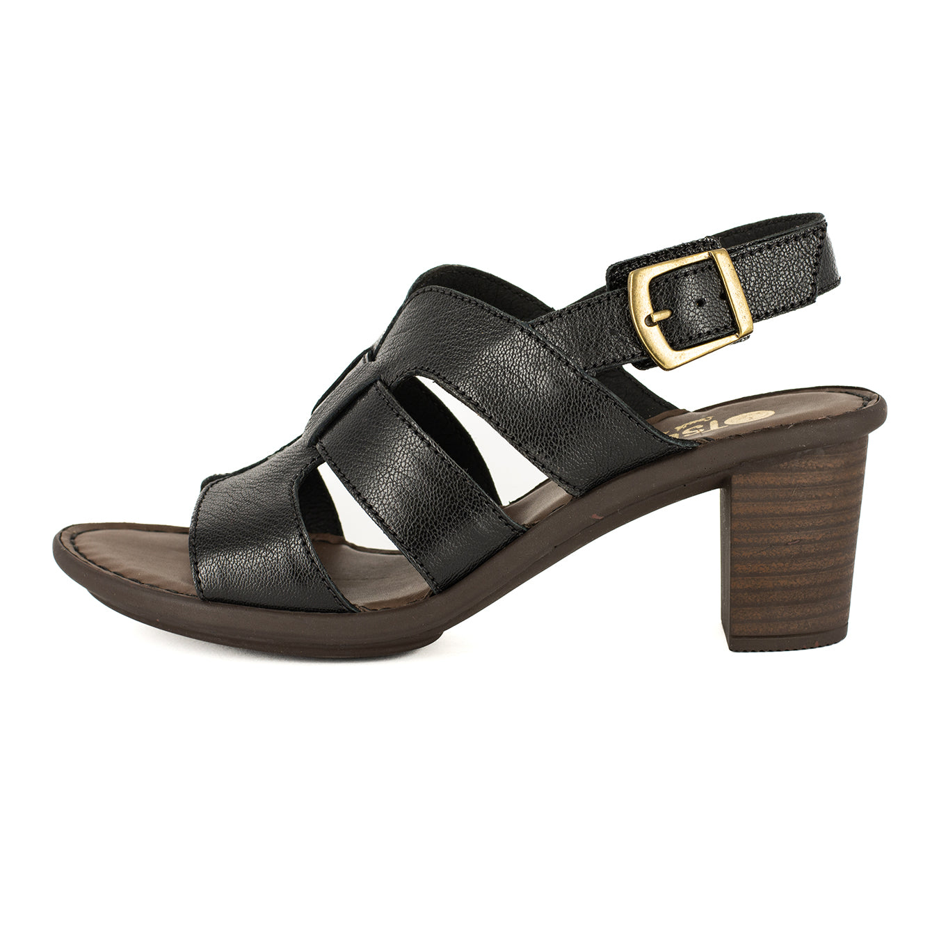 Zuwena : Ladies Leather High-Heel Sandal in Black Cayak