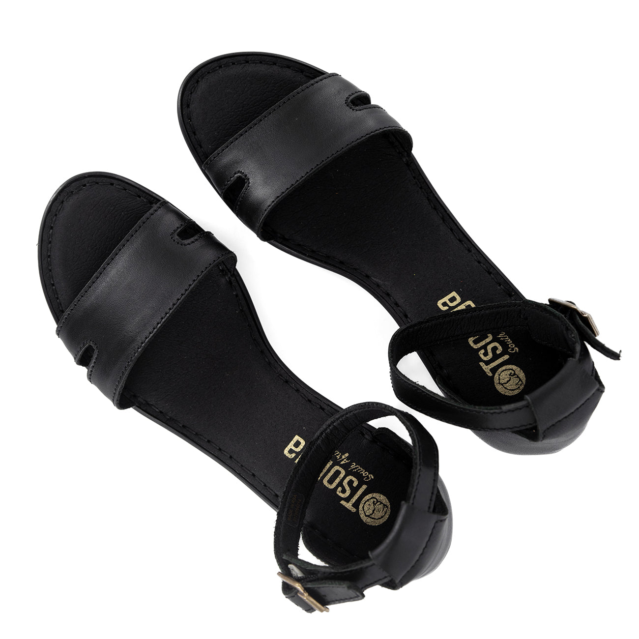 Ghardaia : Ladies High-Heeled Leather Sandal in Black