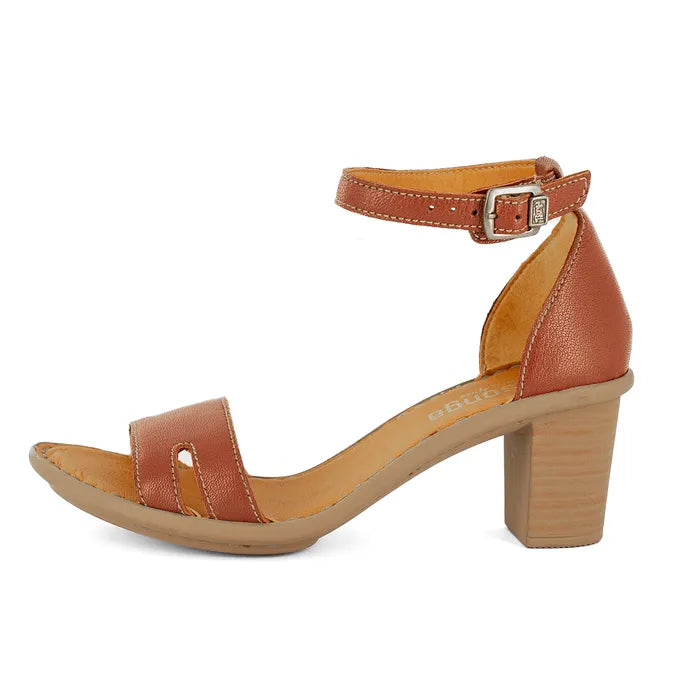Brown sandal with block heel on a white background
