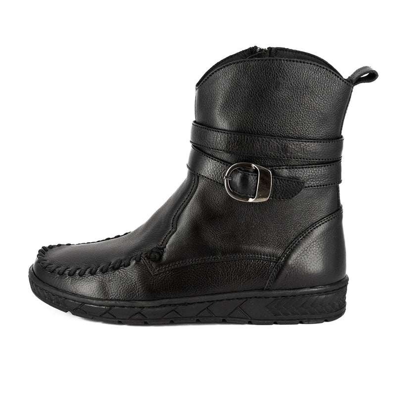 Folade : Ladies Leather Boot in Black Delta