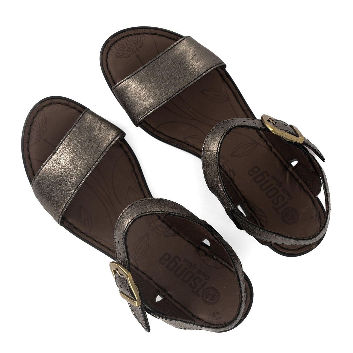 Kangcono : Ladies Leather Sandal in Anthracite