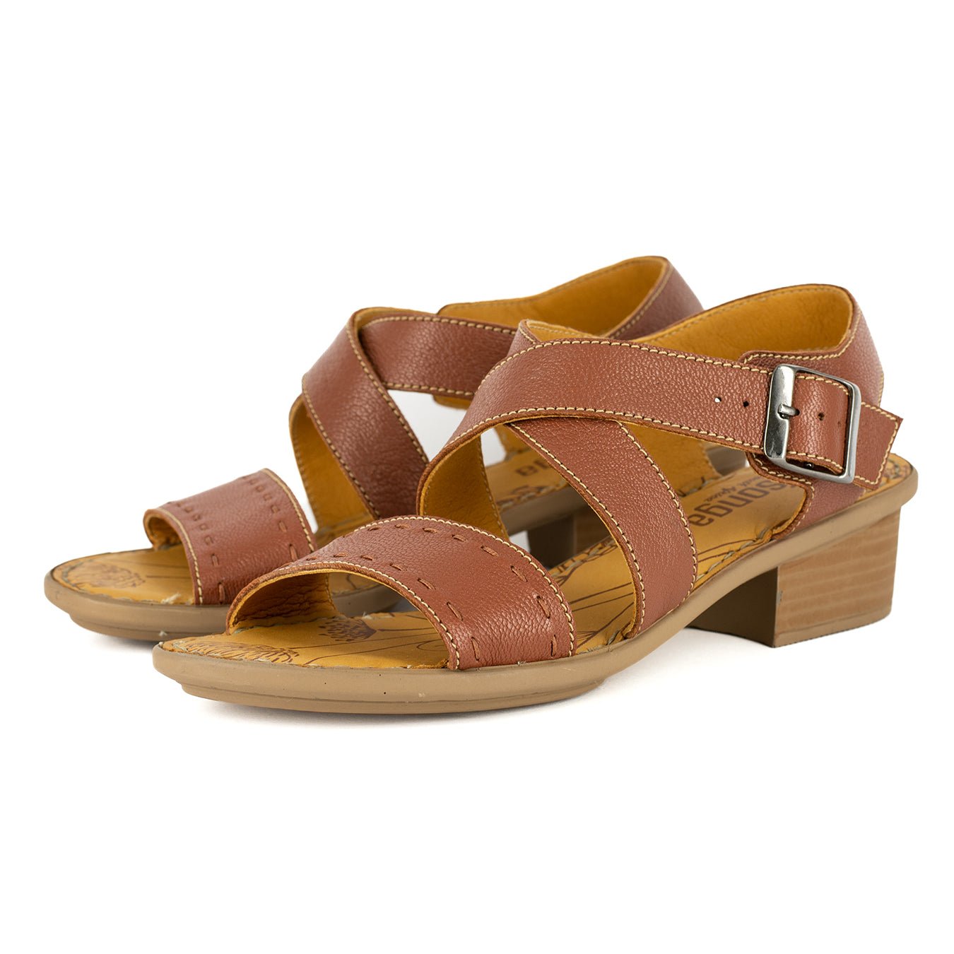 Nombeke : Ladies Leather Mid-Heel Sandal in Suede