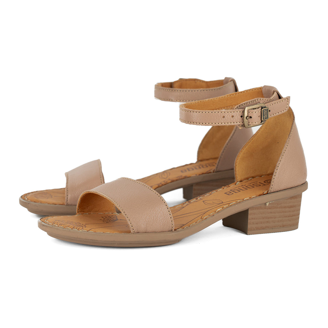 Beira : Ladies Leather Sandal in Timber