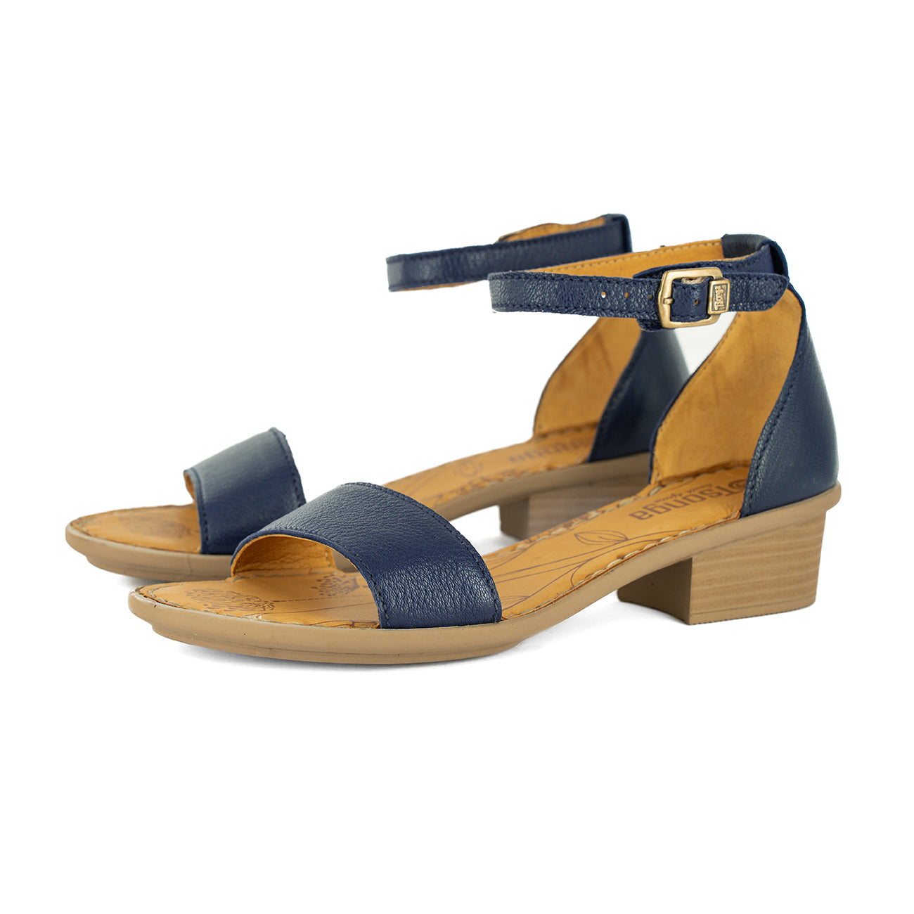 Beira : Ladies Leather Sandal in Marine