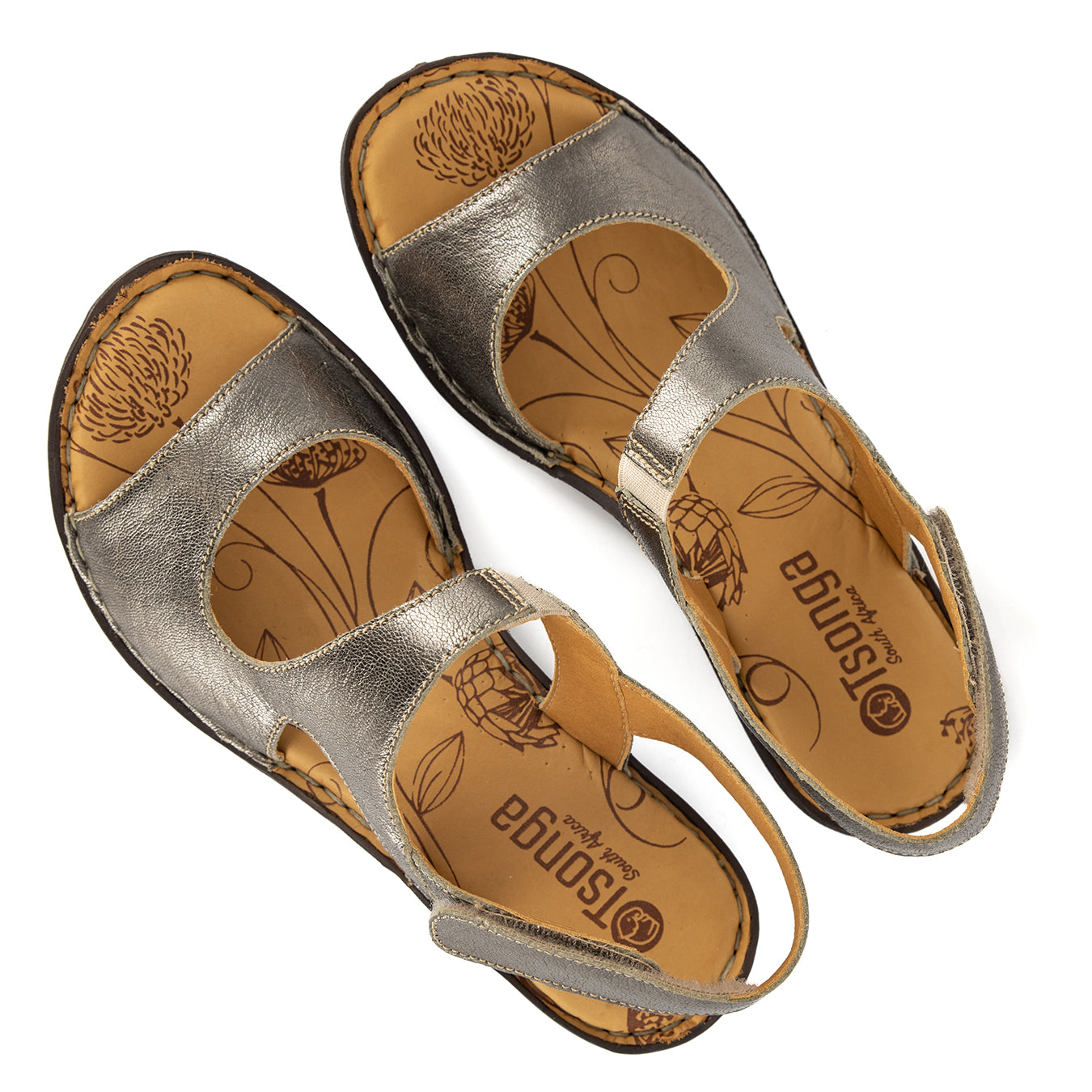 Gadla : Ladies Leather Sandal in Anthracite