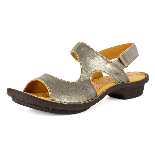 Gadla : Ladies Leather Sandal in Anthracite Metallic