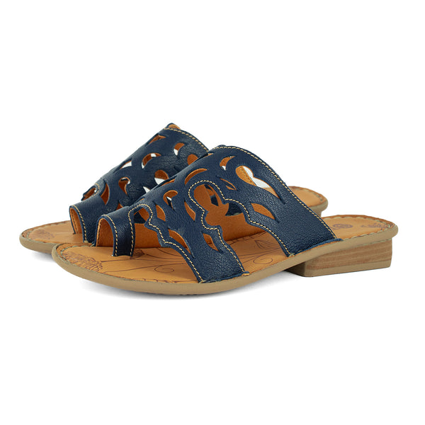 Isivinia : Ladies Leather Sandal in Marine