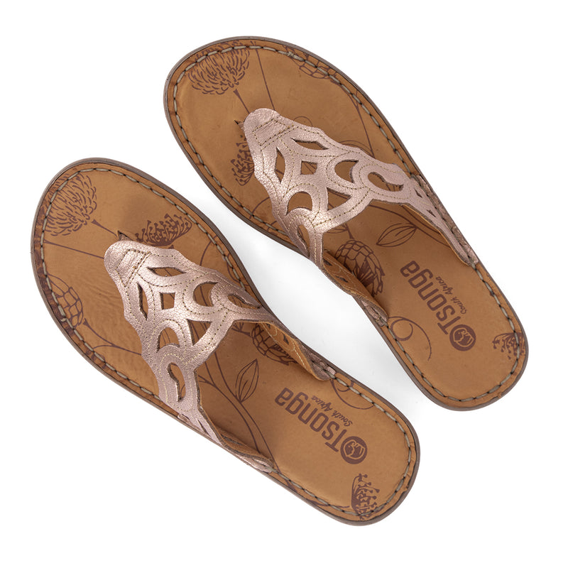 Gankla : Ladies Leather Sandal in Rose Gold