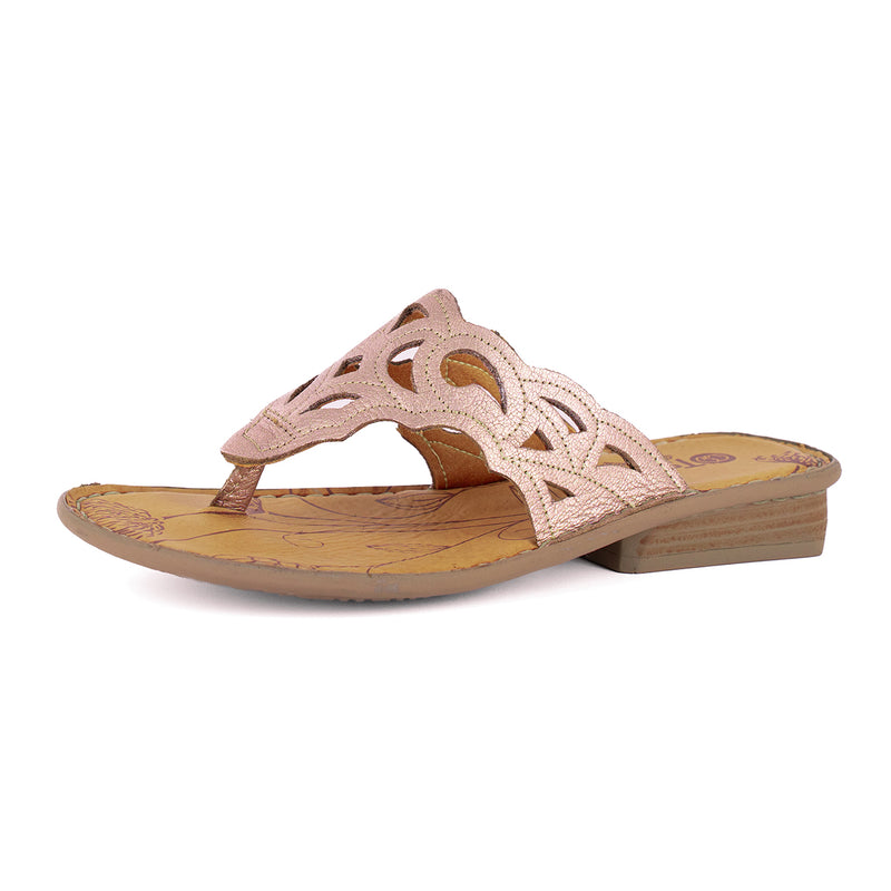 Gankla : Ladies Leather Sandal in Rose Gold