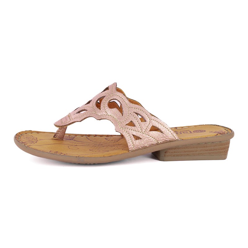 Gankla : Ladies Leather Sandal in Rose Gold
