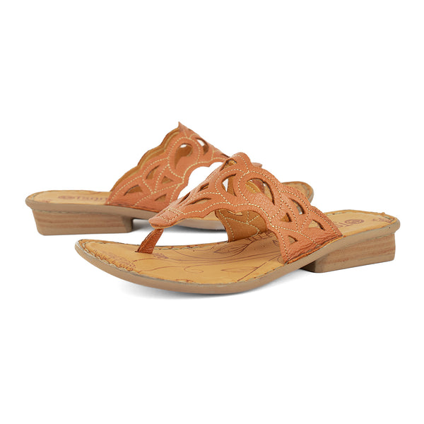 Gankla : Ladies Leather Sandal in Oak