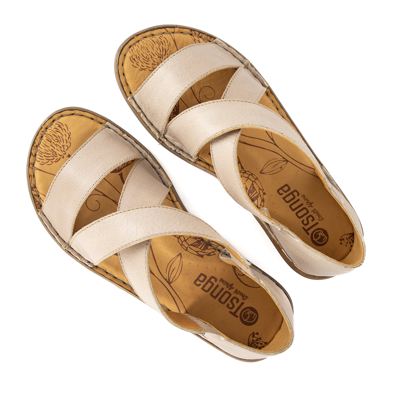 Intuva : Ladies Leather Sandal in Gravel