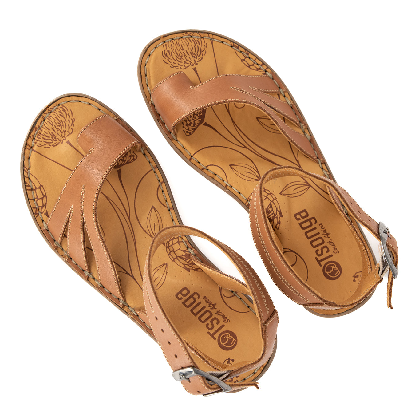 Hamisi : Ladies Leather Sandal in Hazel