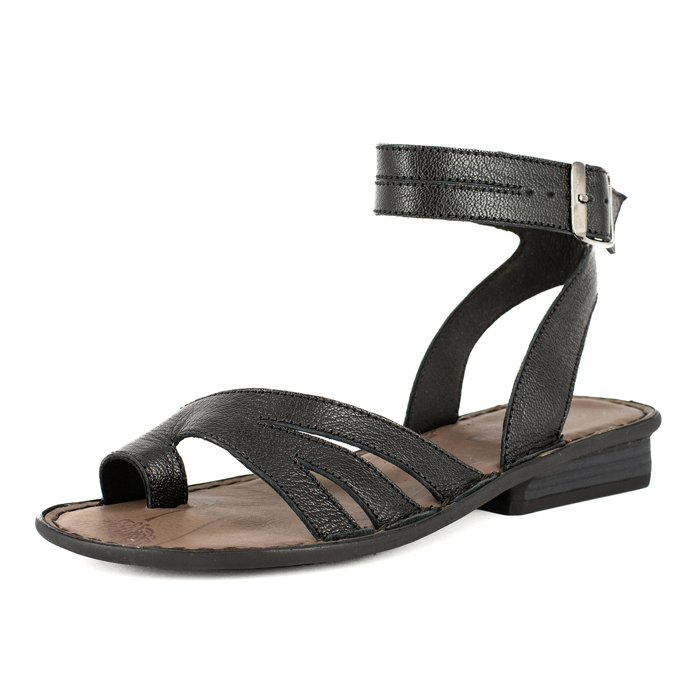Hamisi : Ladies Leather Sandal in Black