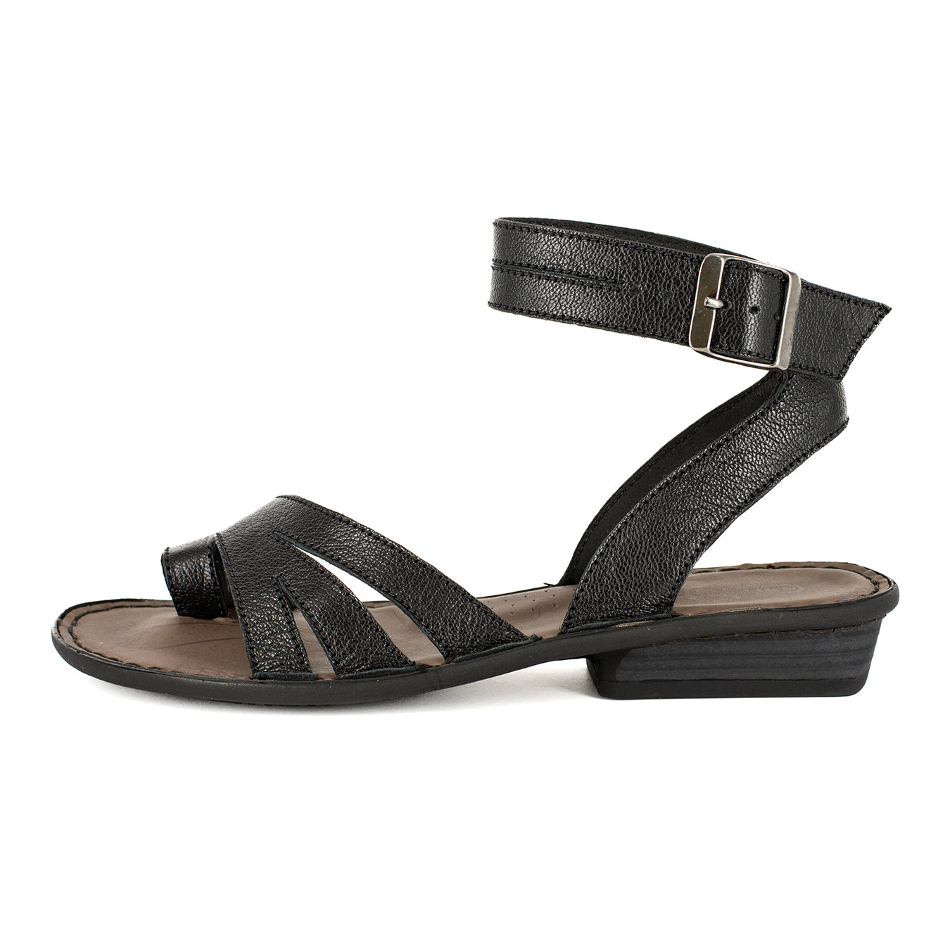 Hamisi : Ladies Leather Sandal in Black