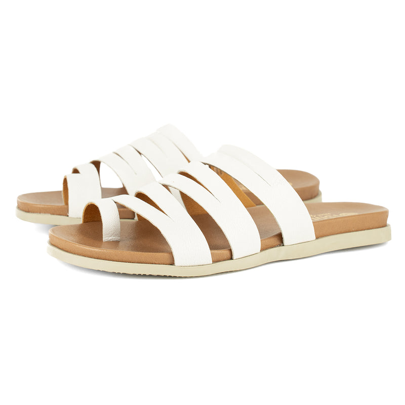 Abuye : Ladies Leather Sandal in White