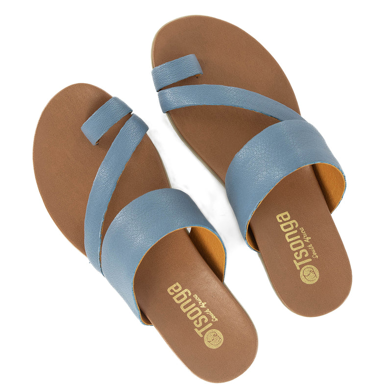Ningizimu : Ladies Leather Sandal in Ocean