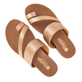Ningizimu : Ladies Leather Sandal in Gold Metallic