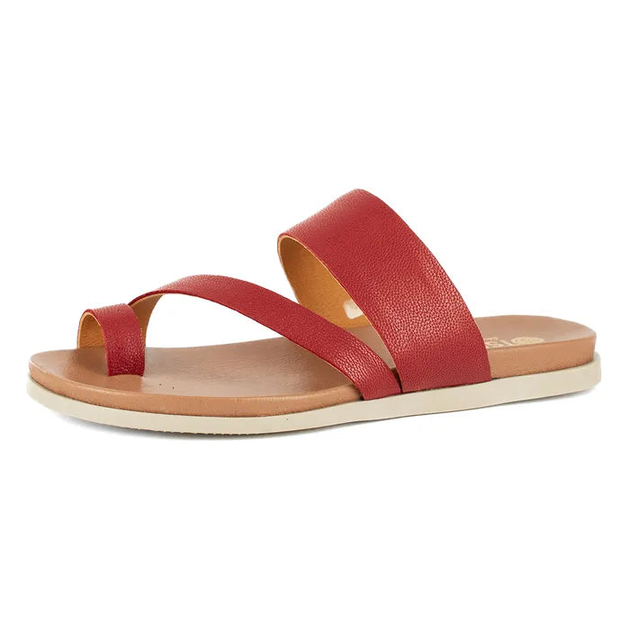 Red sandal with a white background