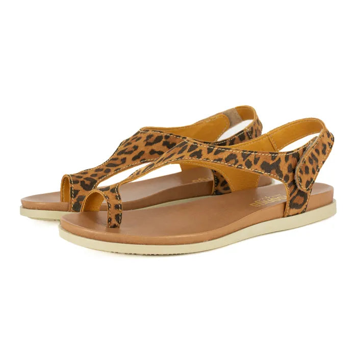 Spotted print sandals on a white background