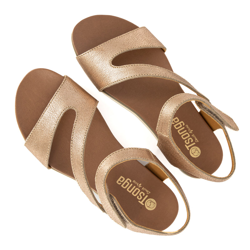 Umgodlo : Ladies Leather Sandal in Gold Metallic