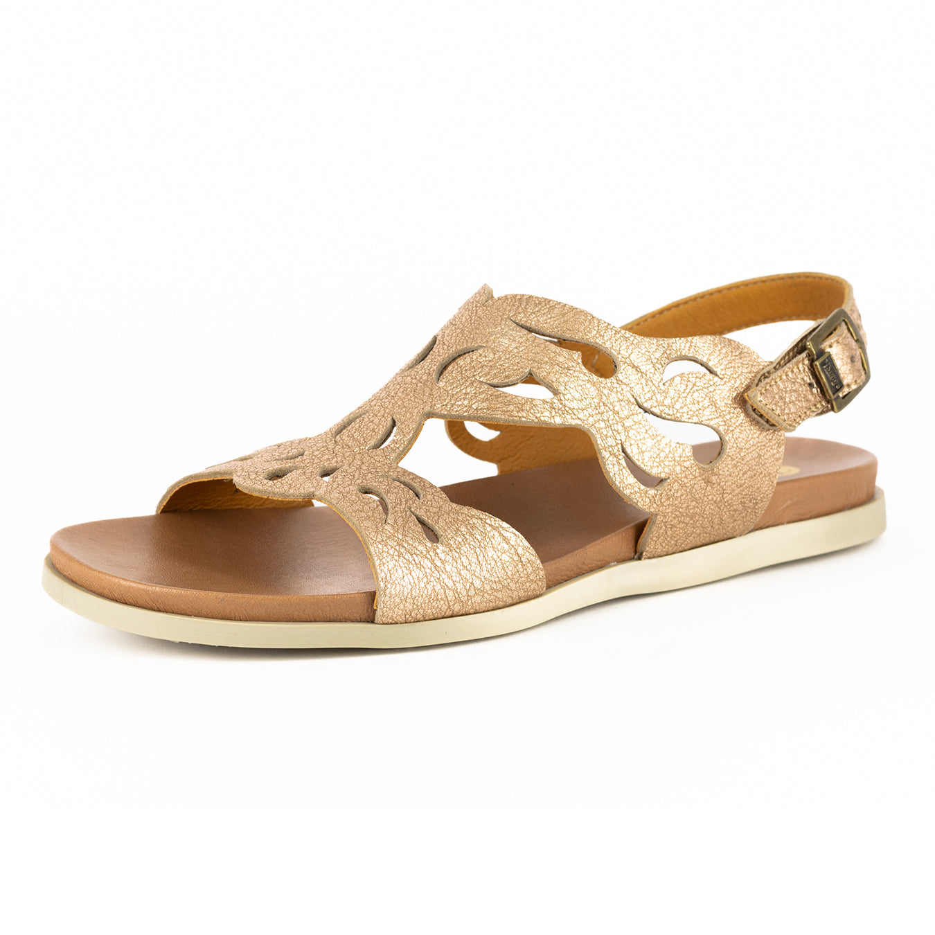 Faraji : Ladies Leather Sandal in Gold