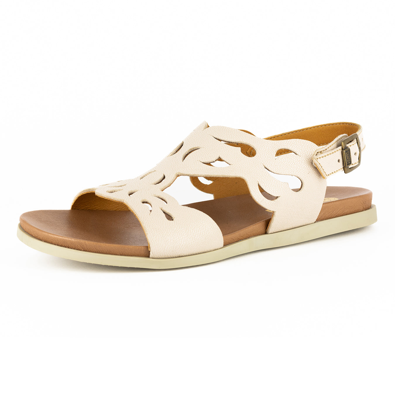 Faraji : Ladies Leather Sandal in Cream