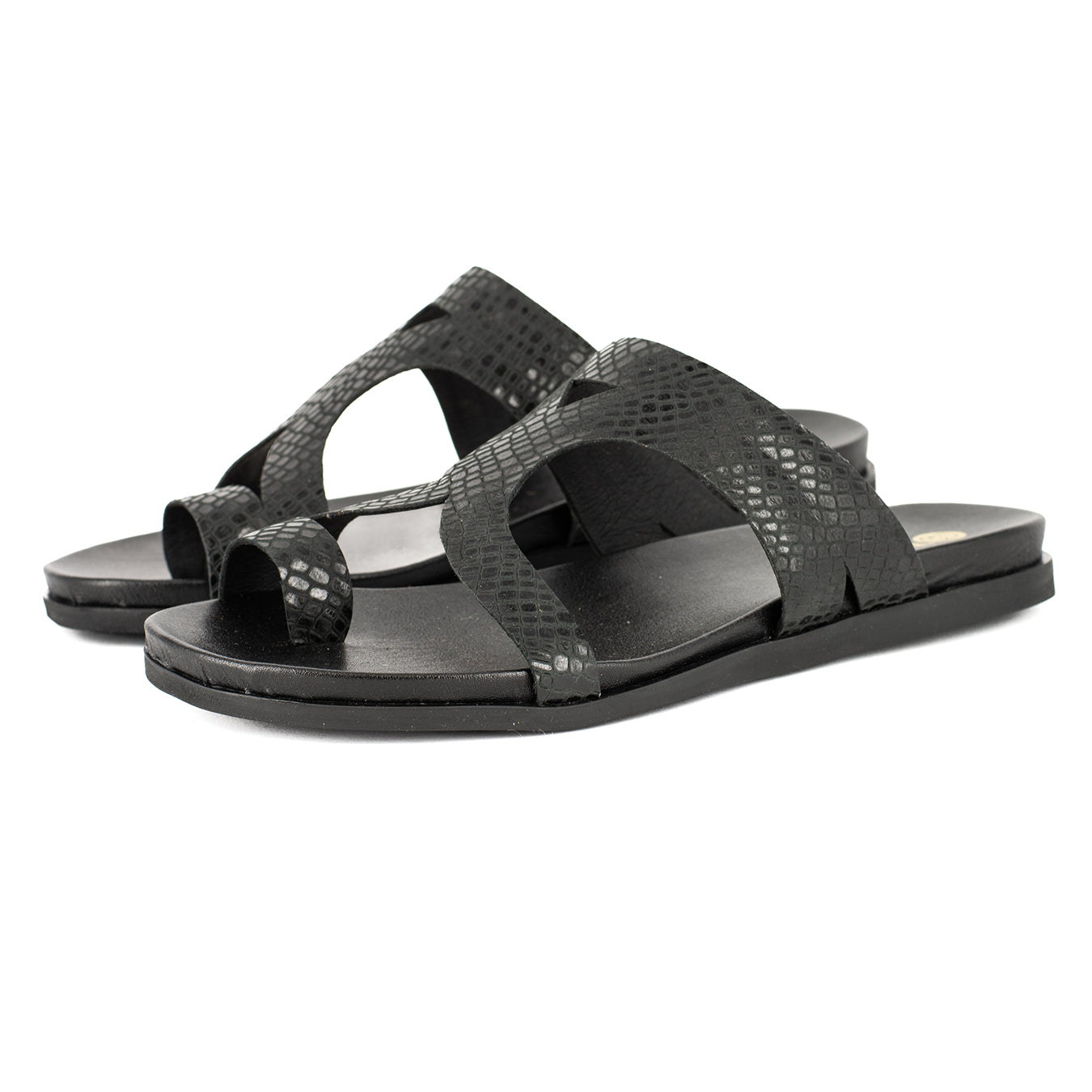 Zawadi : Ladies Leather Sandal in Black Coco Lux