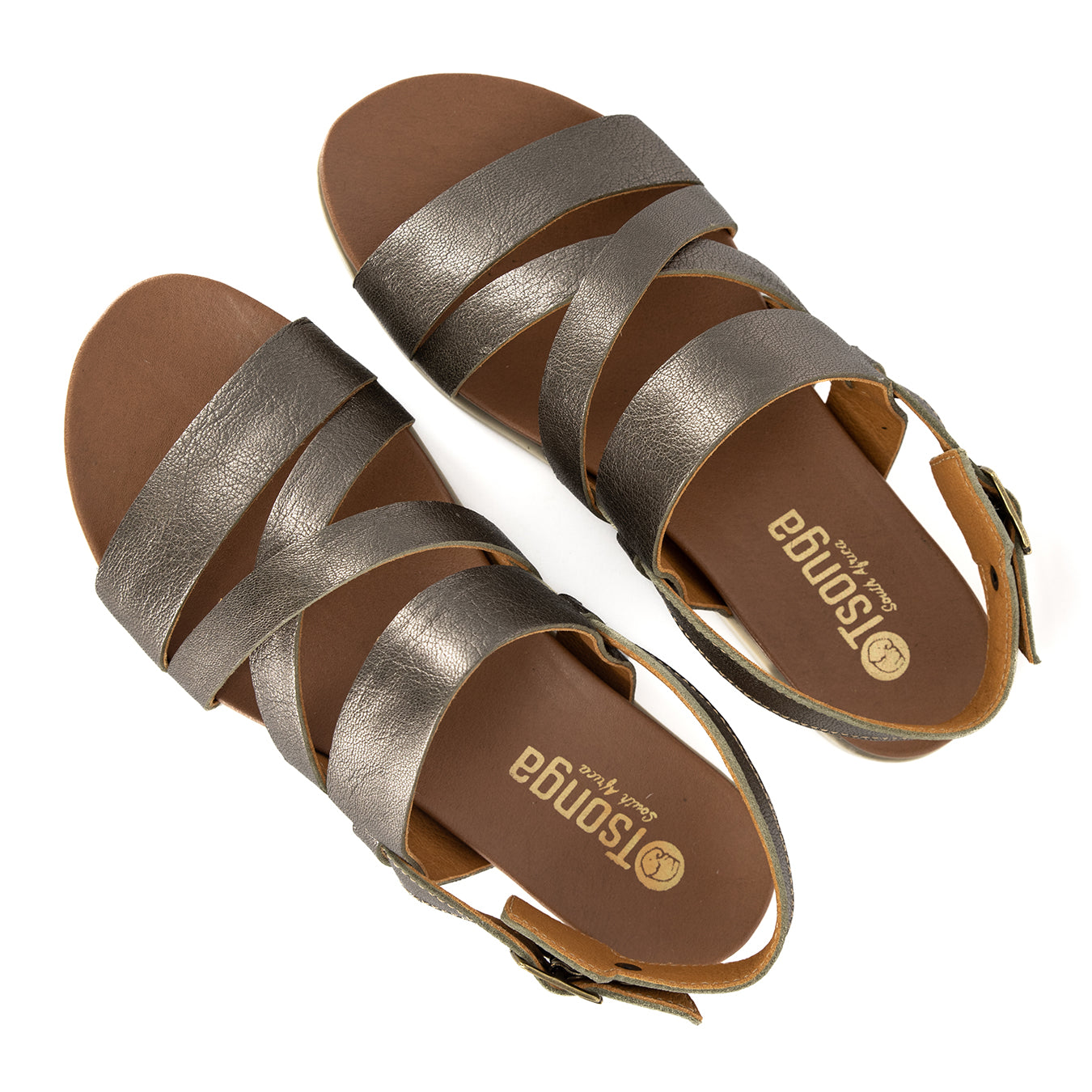 Kamativi : Ladies Leather Sandal in Anthracite