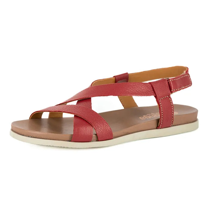 Red sandal with a white sole on a white background