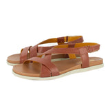 Pair of brown sandals on a white background