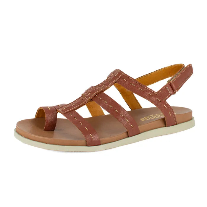Brown sandal with off-white sole on a white background