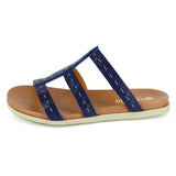 Zuwarah : Ladies Leather Sandal in Marine Cayak