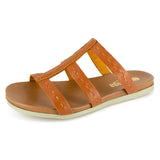 Zuwarah : Ladies Leather Sandal in Oak Cayak