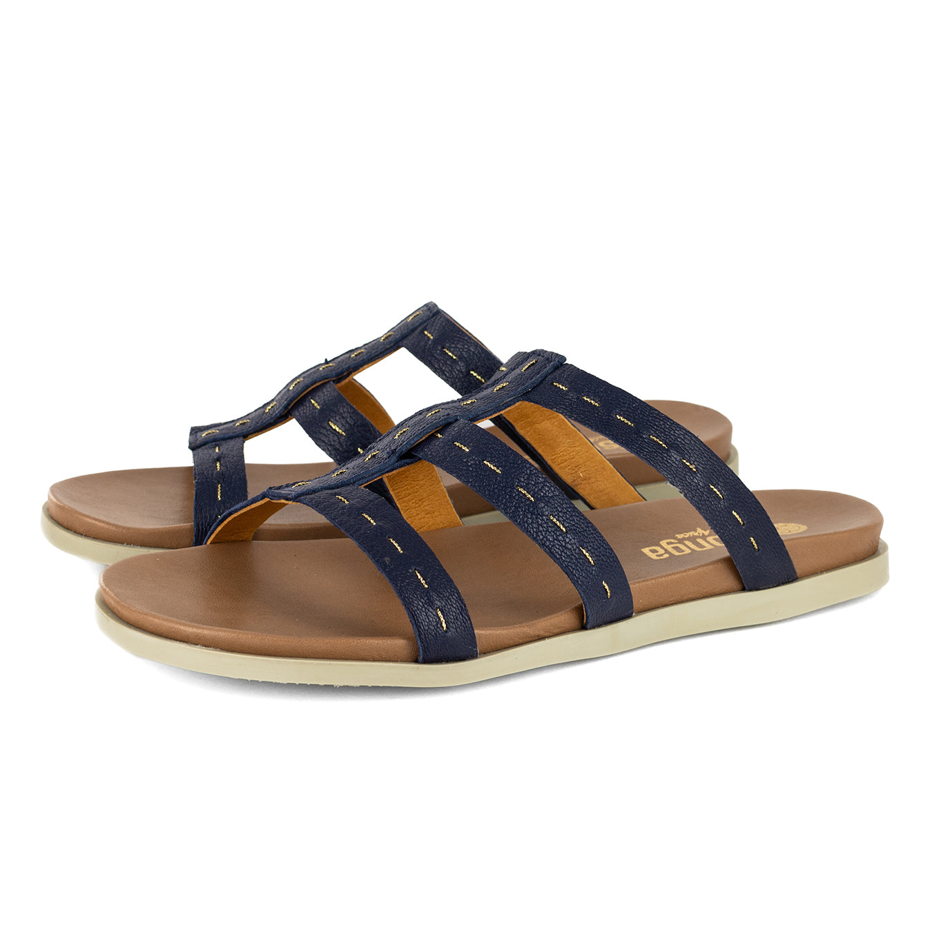 Zuwarah : Ladies Leather Sandal in Marine