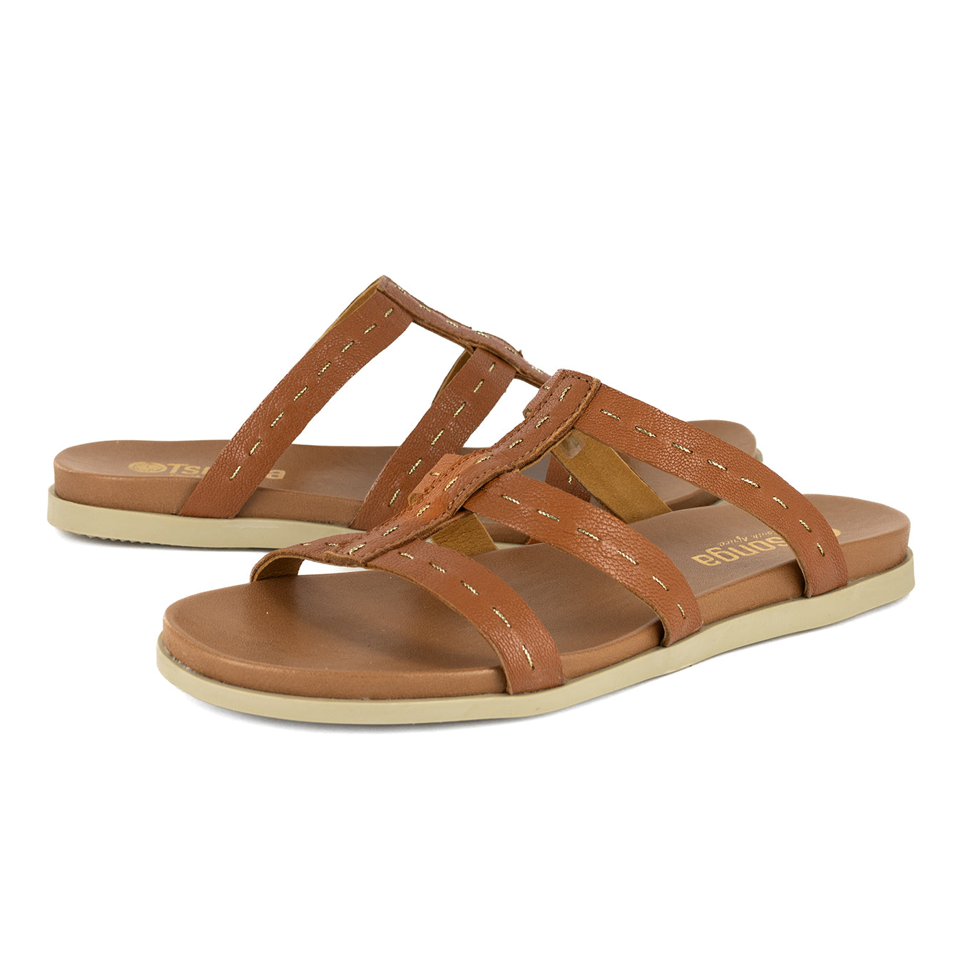 Zuwarah : Ladies Leather Sandal in Oak