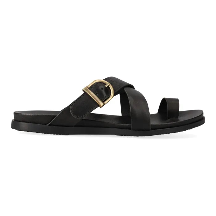 Black sandal with a black sole on a white background