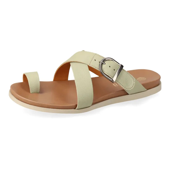 Light Green sandal with a tan sole on a white background