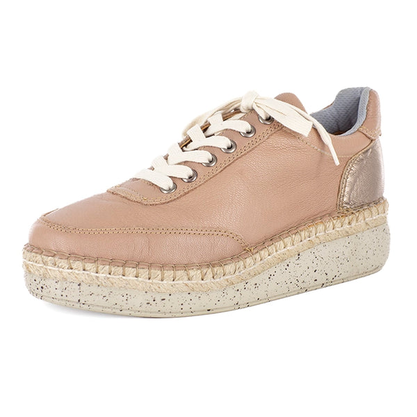 Vuyani : Ladies Leather Platform Espadrille Sneaker in Timber Cayak & Sabbia Galaxy