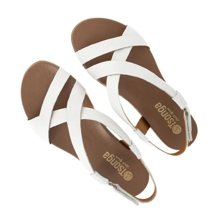 White sandals on a white background