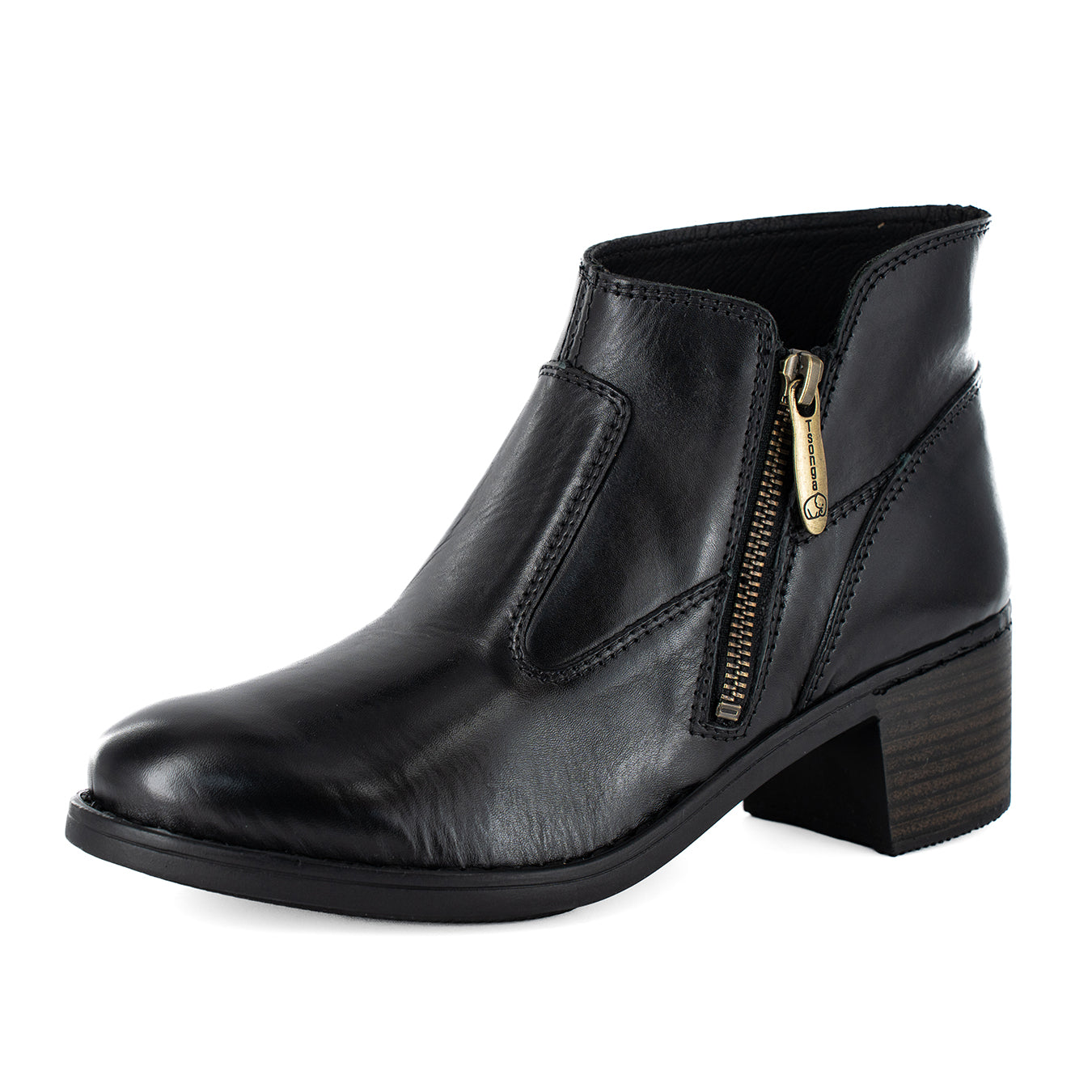 Majola : Ladies Leather Ankle Boot in Black Relaxa