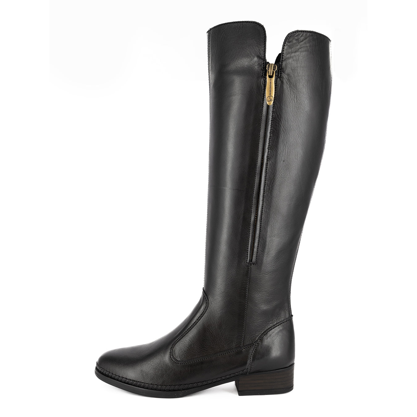 Ikwata : Ladies Leather Rider Boot in Black Relaxa