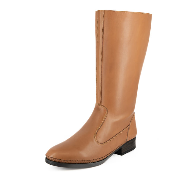 Motopi : Ladies Leather Mid-Calf Boot in Hazel Relaxa