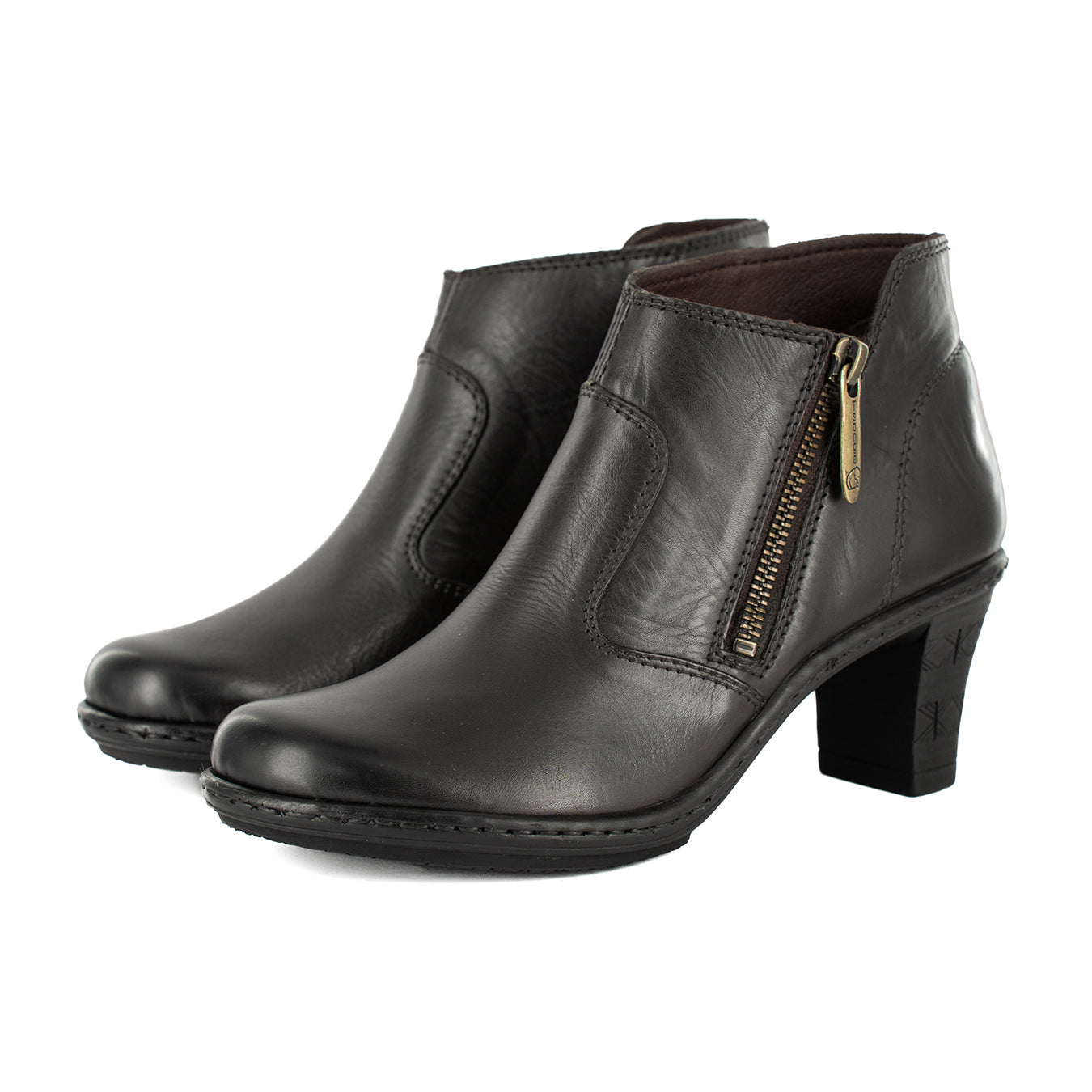 Zavala : Ladies Leather High-Heel Boot in Choc Relaxa