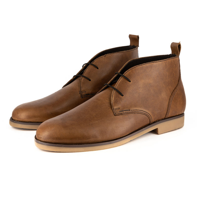 Teboho : Mens Leather Boot in Choc Rodeo