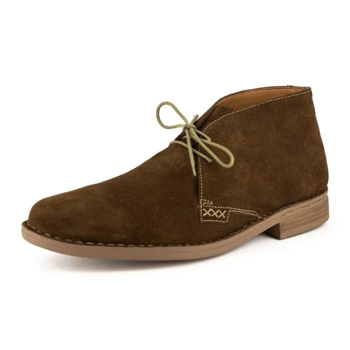 Brown suede shoe with a on a white background