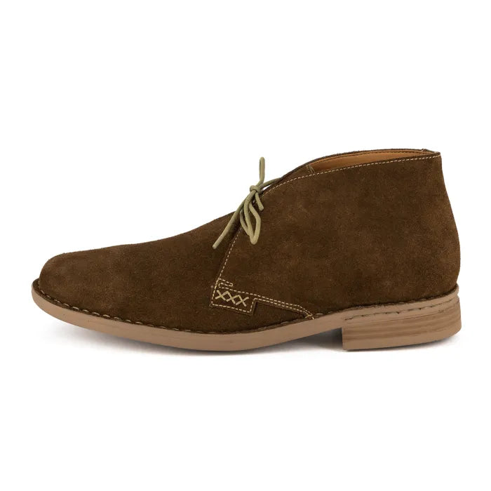 Brown suede shoe on a white background