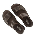 Seyili : Mens Leather Sandals in Choc Natan