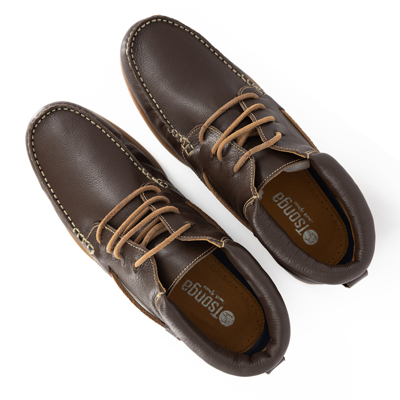 Nairobi : Mens Leather Boat Shoe in Choc Delta